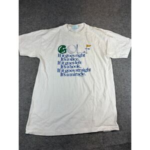 VTG Golf Humor Funny Quote Shirt Mens Large White Graphic Tee Retro Sporty 90s